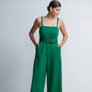 Seamed Belted Wide Leg Jumpsuit SMALL / GREEN New York & Co